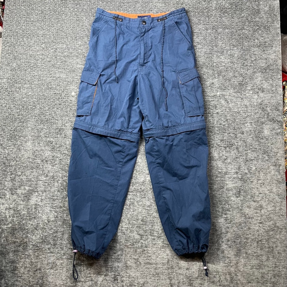 Vintage No Fear Zip Off Convertible Cargo Pants Mens Blue Hiking Outdoor - Small